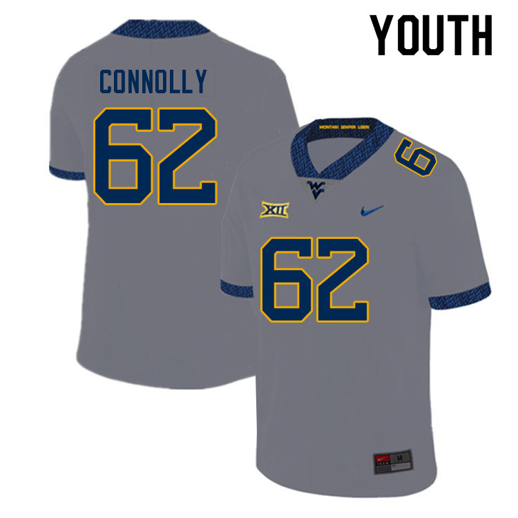 Youth #62 Tyler Connolly West Virginia Mountaineers College Football Jerseys Sale-Gray